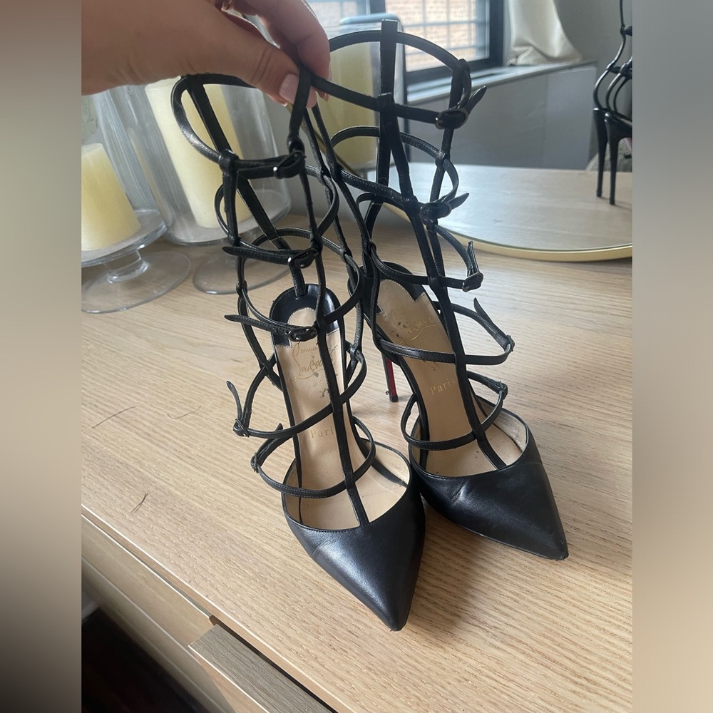 Christian Loubouton Kadreyana Caged 100mm Red Sole Pump, Black